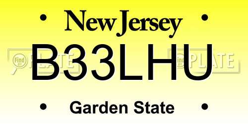 B33LHU New Jersey License Plate