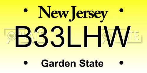 B33LHW New Jersey License Plate