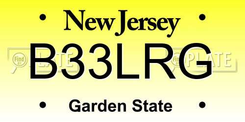 B33LRG New Jersey License Plate