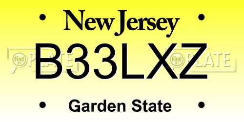 B33LXZ New Jersey License Plate