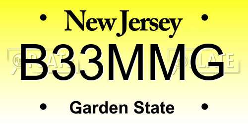B33MMG New Jersey License Plate
