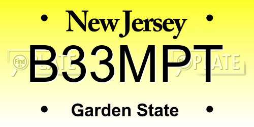 B33MPT New Jersey License Plate