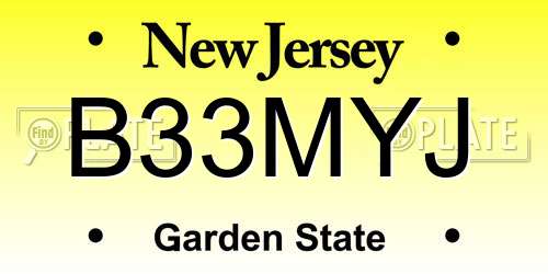 B33MYJ New Jersey License Plate
