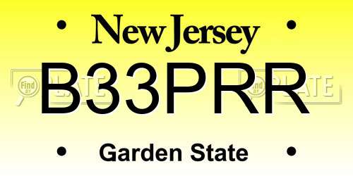 B33PRR New Jersey License Plate