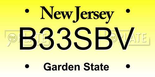 B33SBV New Jersey License Plate