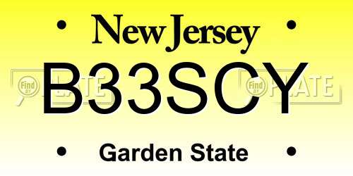 B33SCY New Jersey License Plate