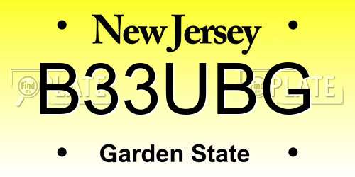 B33UBG New Jersey License Plate