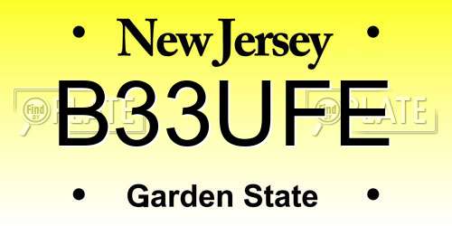 B33UFE New Jersey License Plate