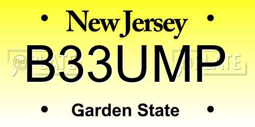 B33UMP New Jersey License Plate