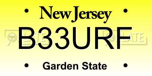 B33URF New Jersey License Plate