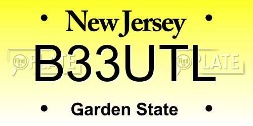 B33UTL New Jersey License Plate