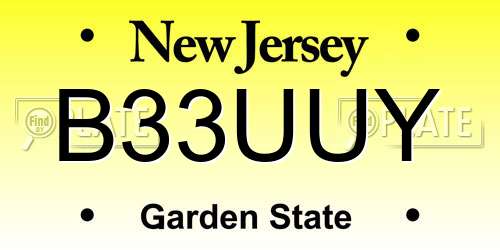 B33UUY New Jersey License Plate