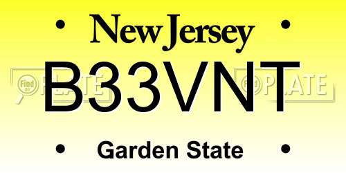 B33VNT New Jersey License Plate
