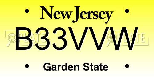B33VVW New Jersey License Plate