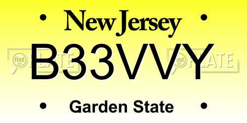 B33VVY New Jersey License Plate