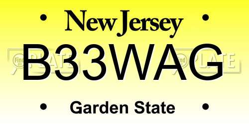 B33WAG New Jersey License Plate