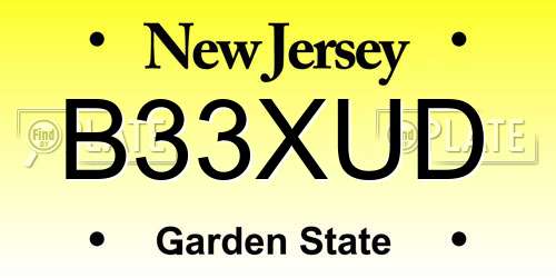 B33XUD New Jersey License Plate