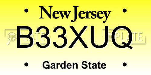 B33XUQ New Jersey License Plate