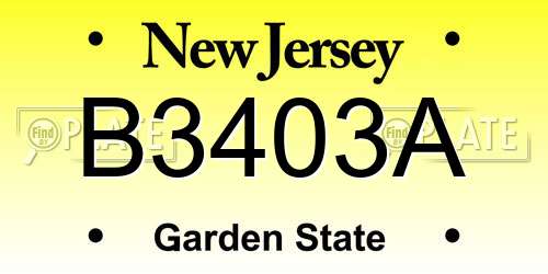 B3403A New Jersey License Plate