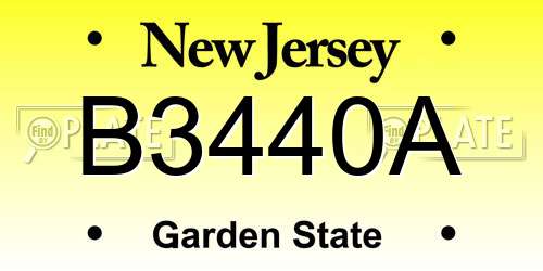 B3440A New Jersey License Plate