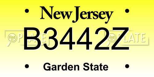 B3442Z New Jersey License Plate
