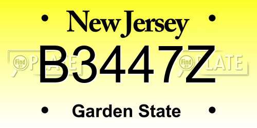 B3447Z New Jersey License Plate
