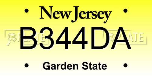B344DA New Jersey License Plate