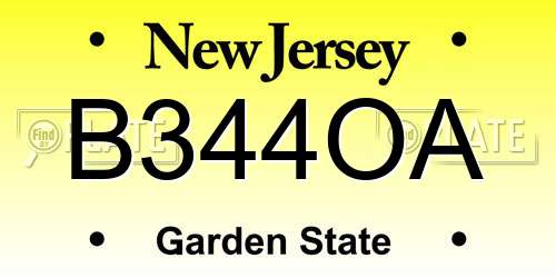 B344OA New Jersey License Plate