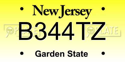 B344TZ New Jersey License Plate