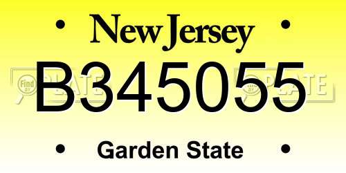 B345055 New Jersey License Plate