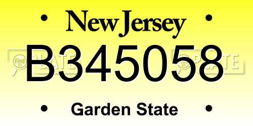 B345058 New Jersey License Plate