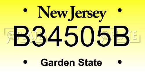 B34505B New Jersey License Plate