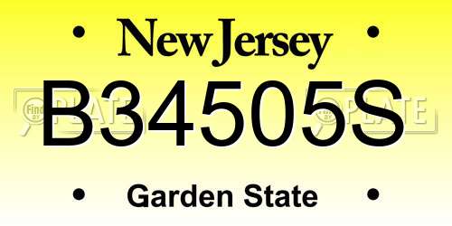 B34505S New Jersey License Plate