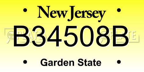 B34508B New Jersey License Plate
