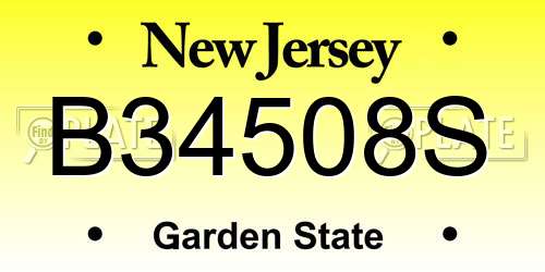 B34508S New Jersey License Plate