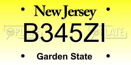 B345ZI New Jersey License Plate