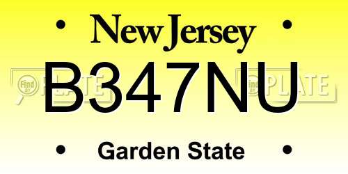 B347NU New Jersey License Plate