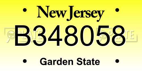 B348058 New Jersey License Plate