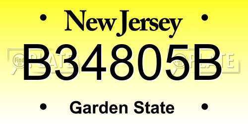 B34805B New Jersey License Plate