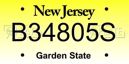 B34805S New Jersey License Plate