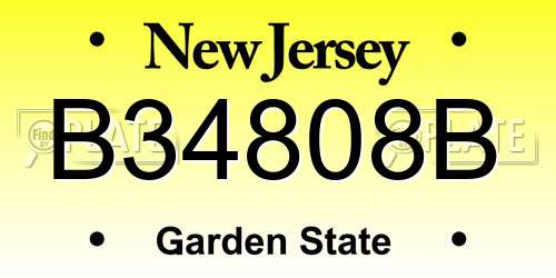 B34808B New Jersey License Plate