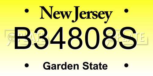 B34808S New Jersey License Plate