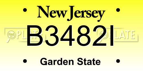 B3482I New Jersey License Plate