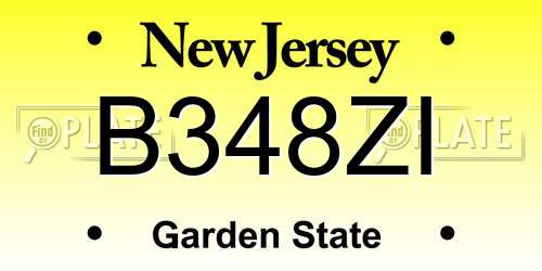 B348ZI New Jersey License Plate