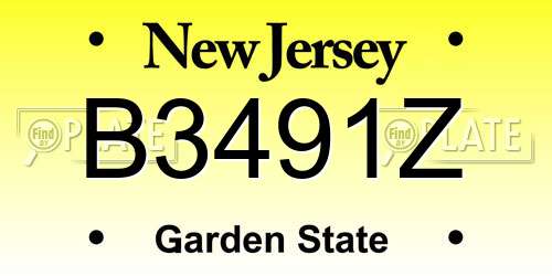B3491Z New Jersey License Plate
