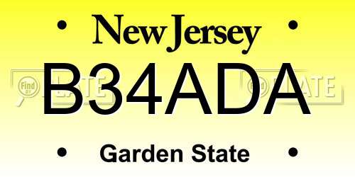 B34ADA New Jersey License Plate