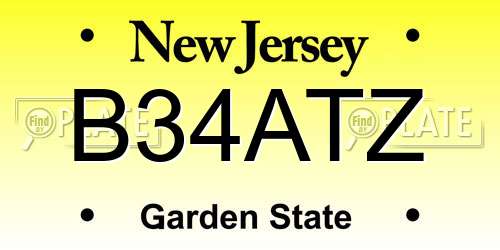 B34ATZ New Jersey License Plate