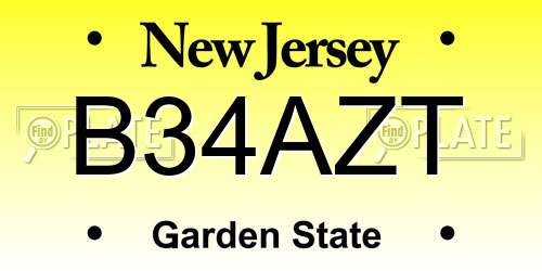 B34AZT New Jersey License Plate