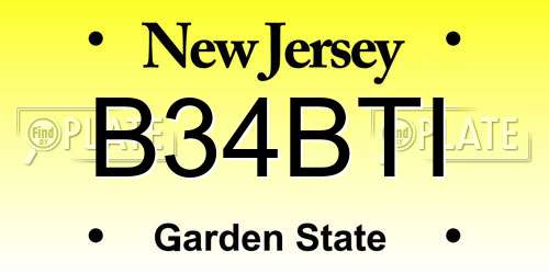 B34BTI New Jersey License Plate
