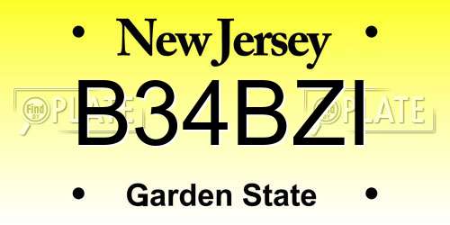 B34BZI New Jersey License Plate